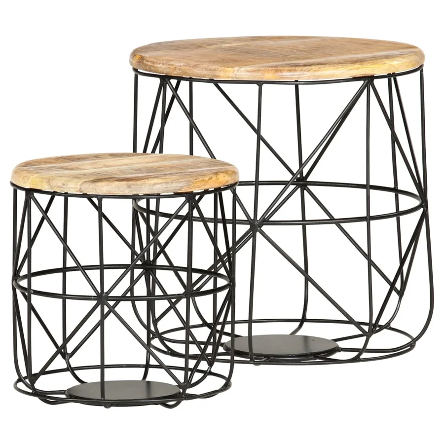Tables basses 2 pcs Bois solide de manguier - 11