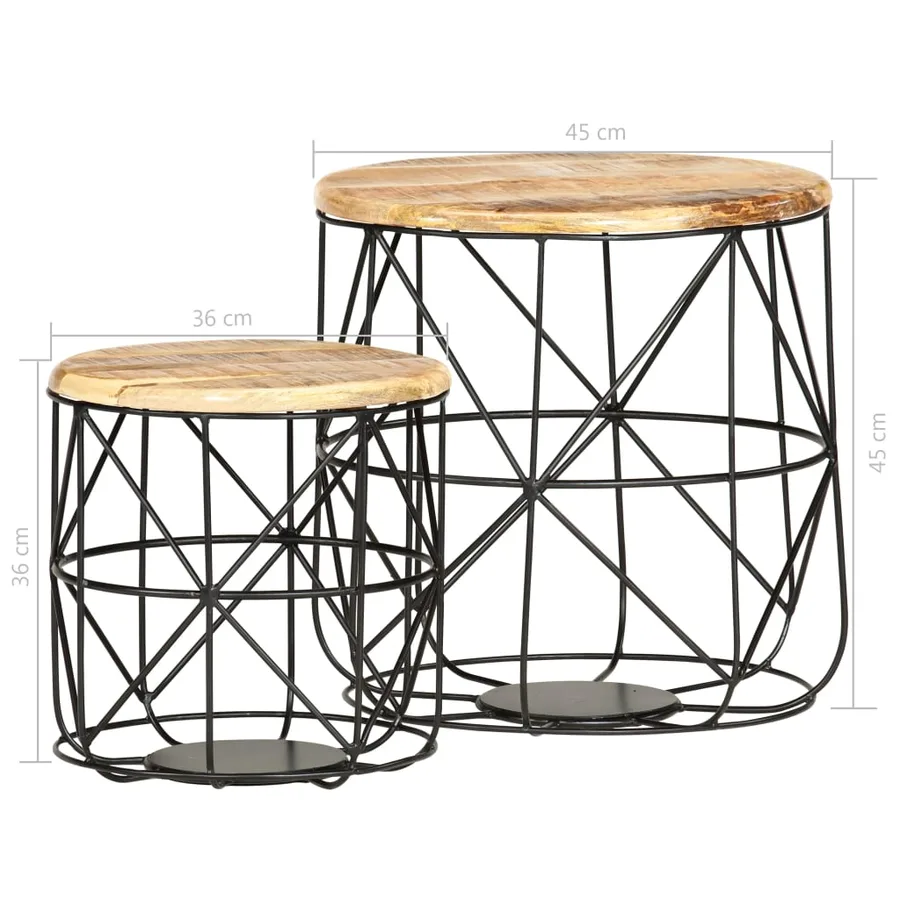 Tables basses 2 pcs Bois solide de manguier - 6