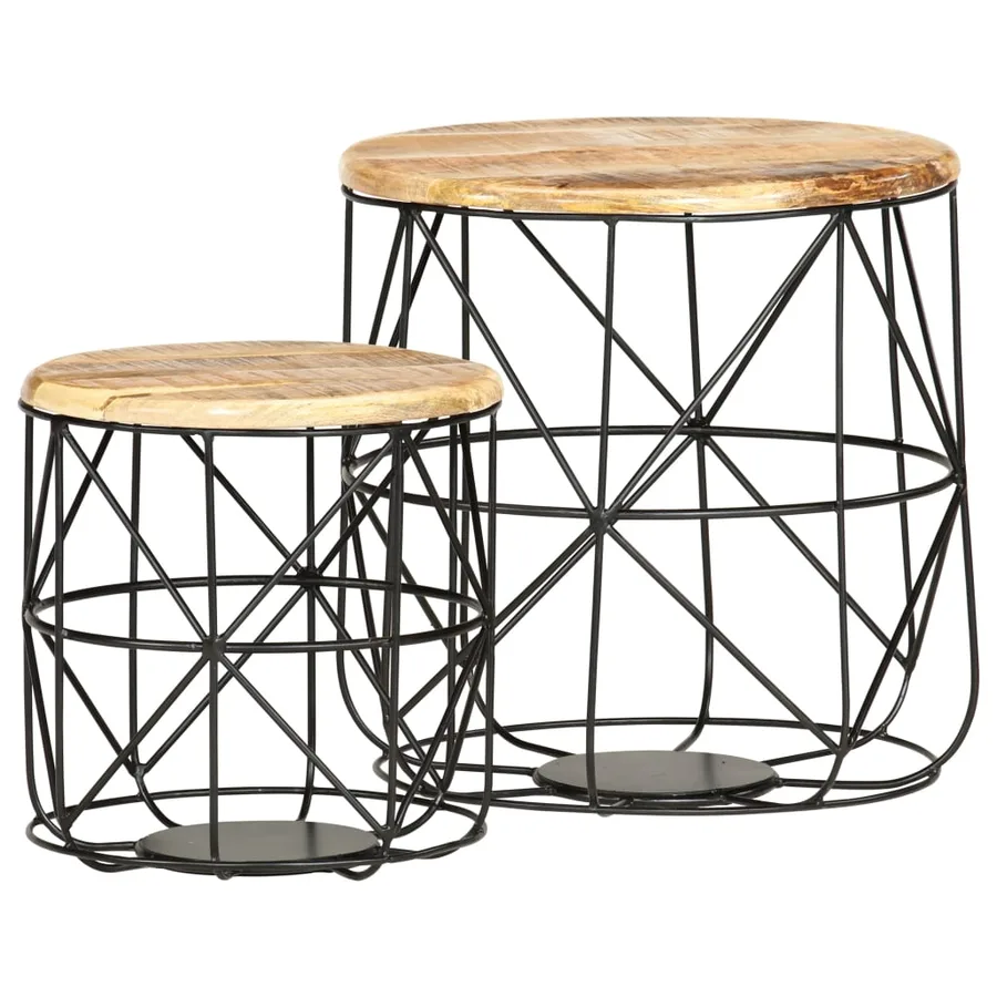 Tables basses 2 pcs Bois solide de manguier - 7