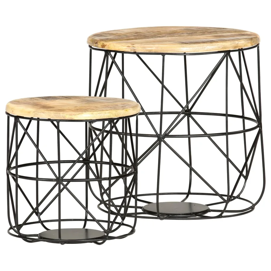 Tables basses 2 pcs Bois solide de manguier - 8