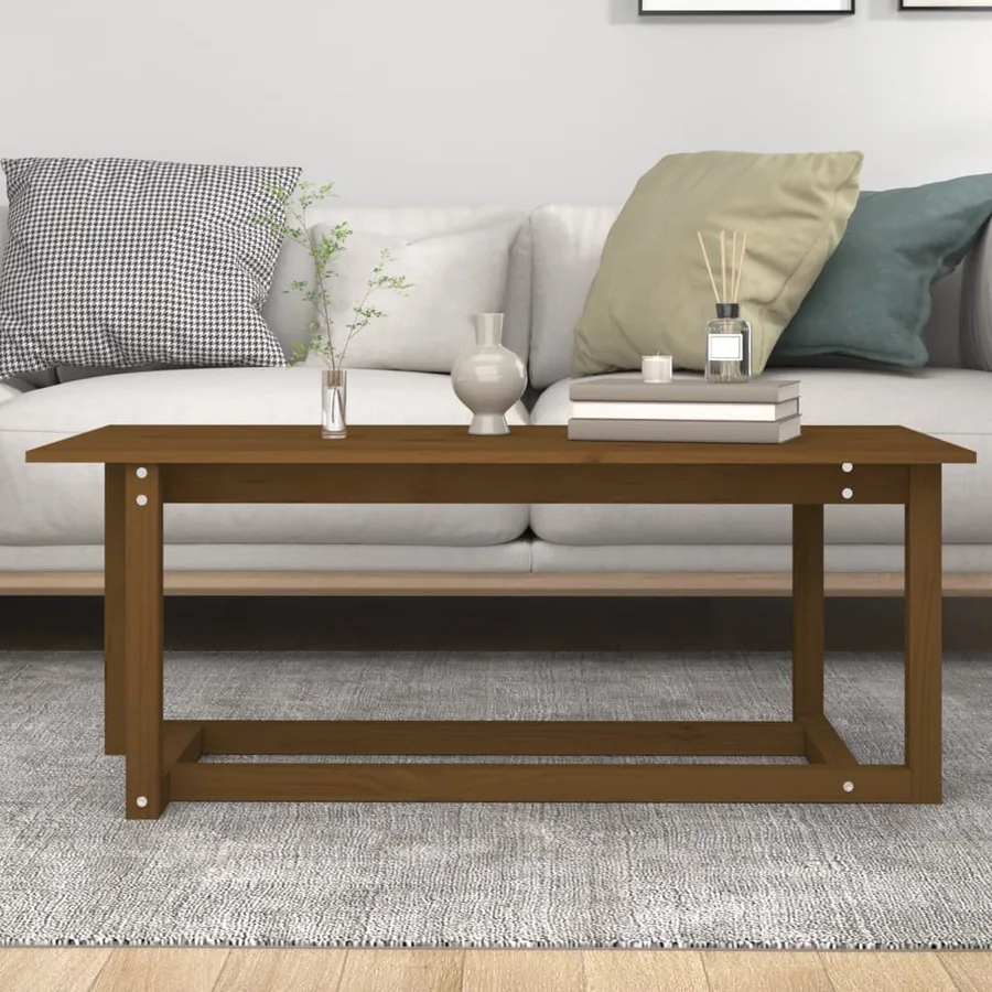 Table basse Marron miel 110x55x45 cm Bois massif de pin - 5