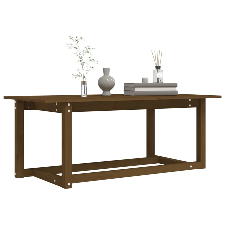Table basse Marron miel 110x55x45 cm Bois massif de pin - 6