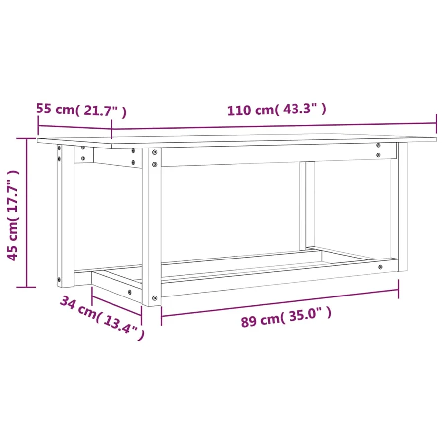 Table basse Marron miel 110x55x45 cm Bois massif de pin - 8