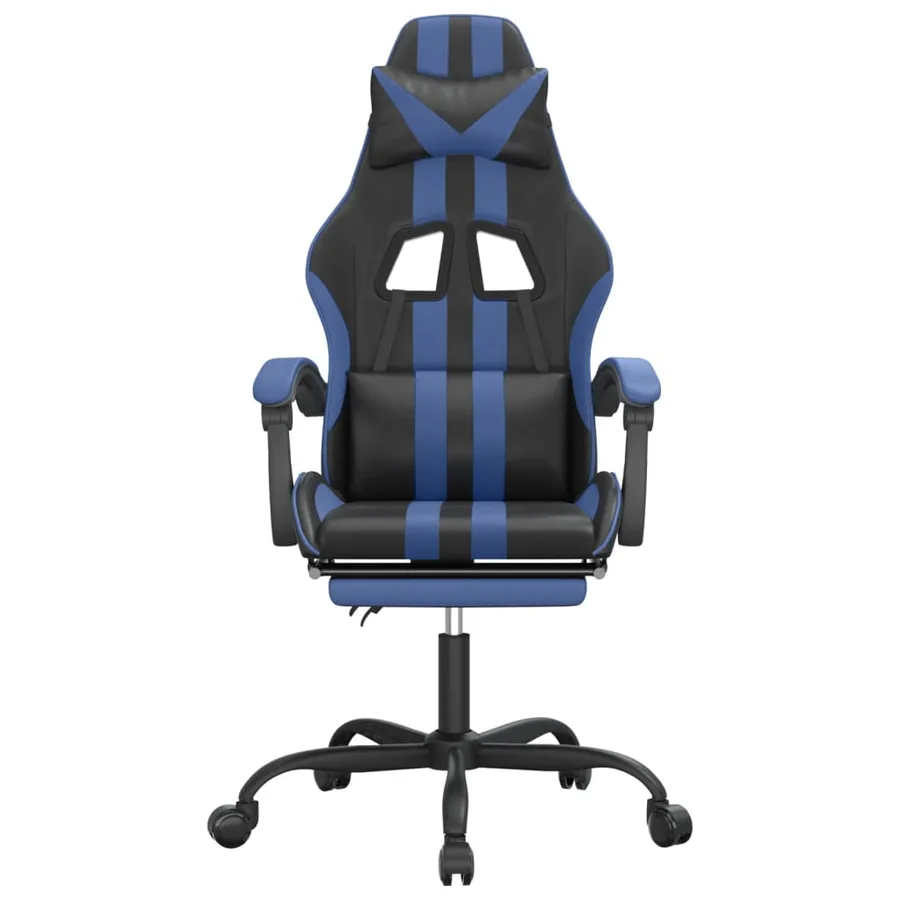 Chaise de jeu pivotante et repose-pied Noir et bleu Similicuir - 3
