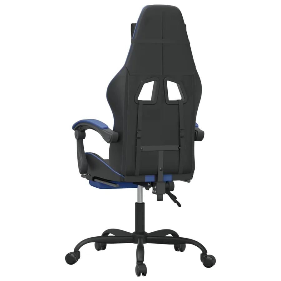 Chaise de jeu pivotante et repose-pied Noir et bleu Similicuir - 5