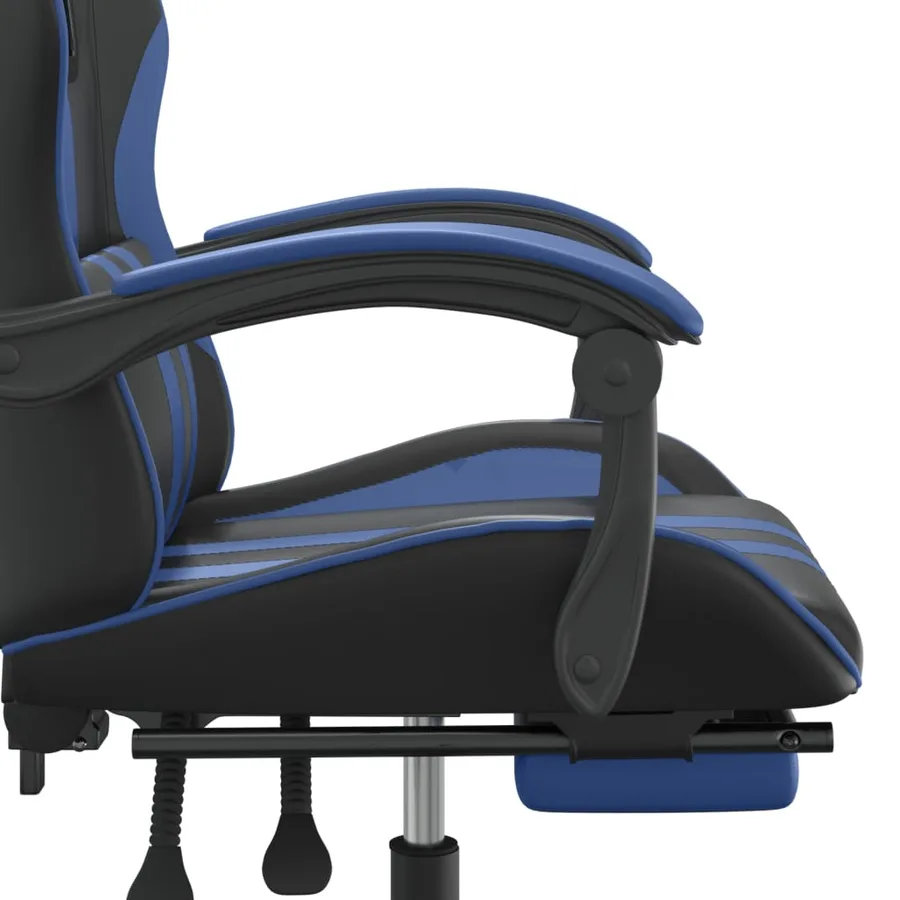 Chaise de jeu pivotante et repose-pied Noir et bleu Similicuir - 9