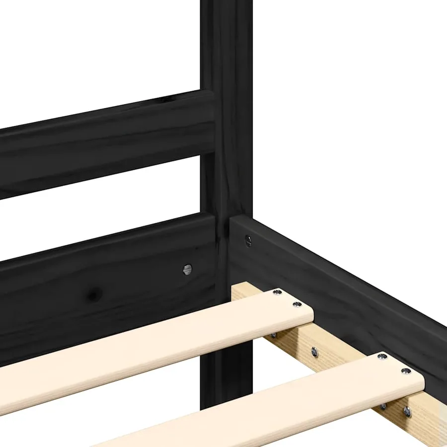 Cadre de lit sans matelas noir 200x200 cm bois massif de pin - 10
