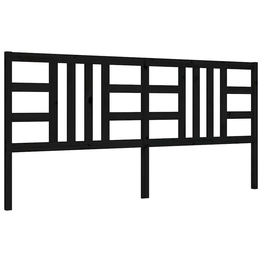 Cadre de lit sans matelas noir 200x200 cm bois massif de pin - 8