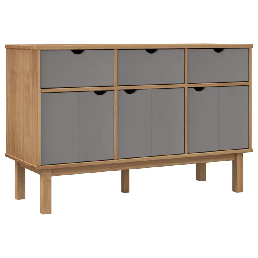 Buffet OTTA Marron et gris 114x43x73,5 cm Bois massif pin - 2