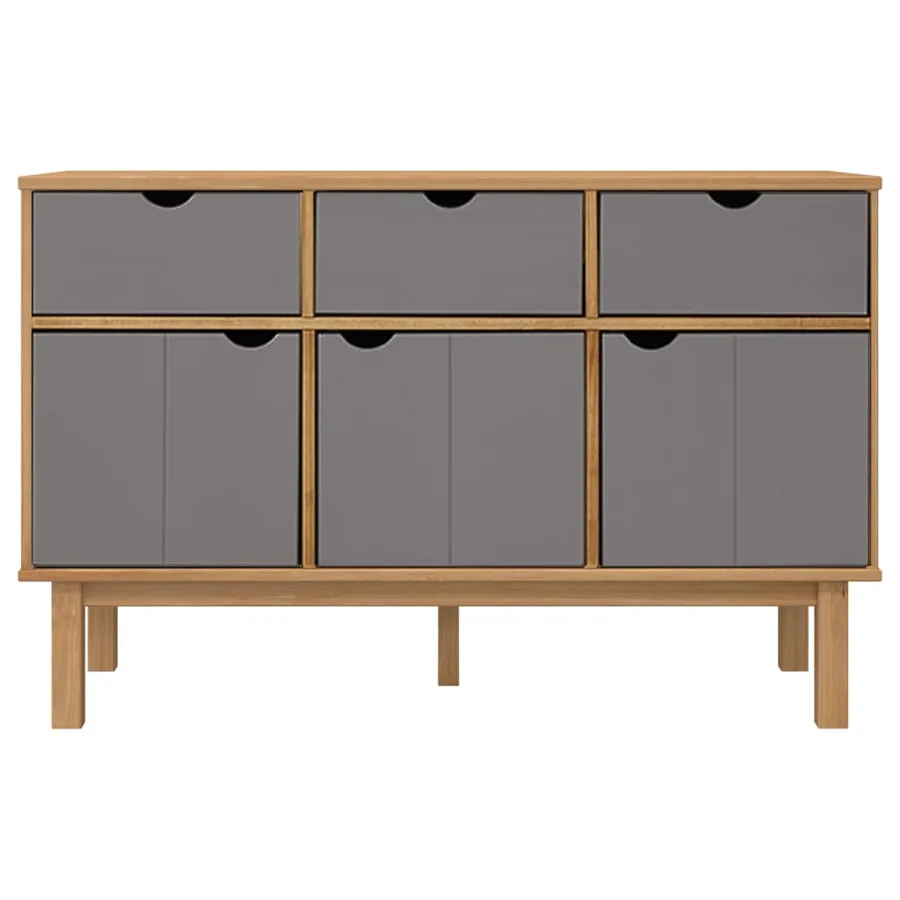 Buffet OTTA Marron et gris 114x43x73,5 cm Bois massif pin - 3