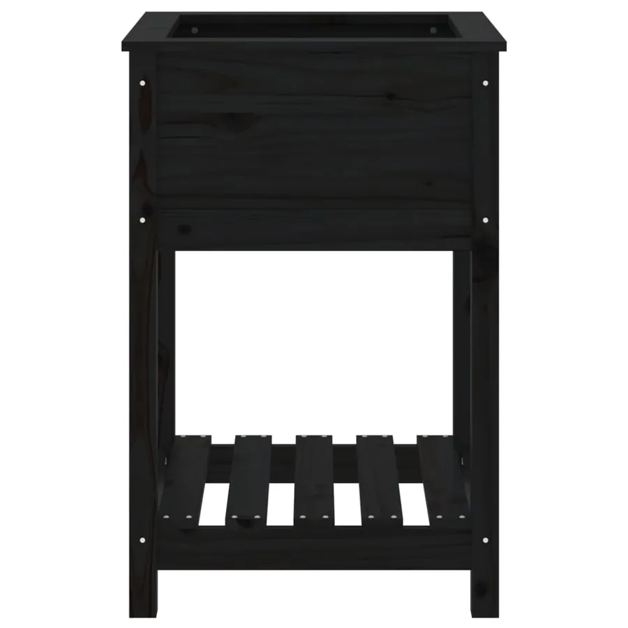 Jardinière avec étagère Noir 54x54x81 cm Bois massif de pin - 5