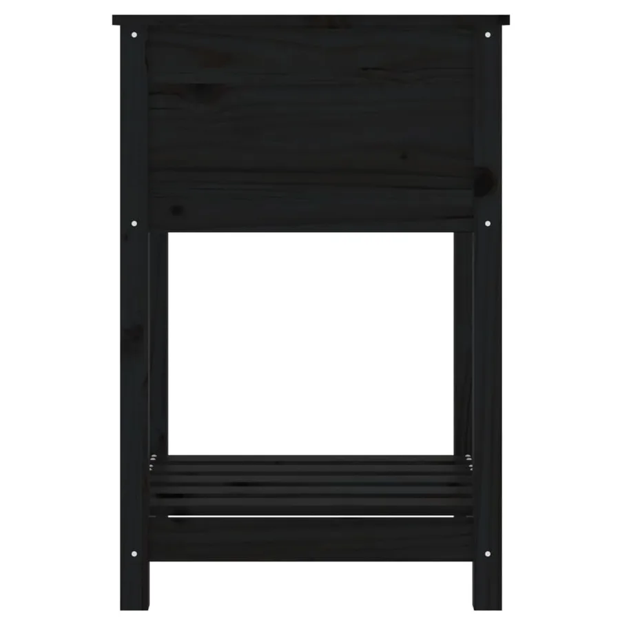 Jardinière avec étagère Noir 54x54x81 cm Bois massif de pin - 6