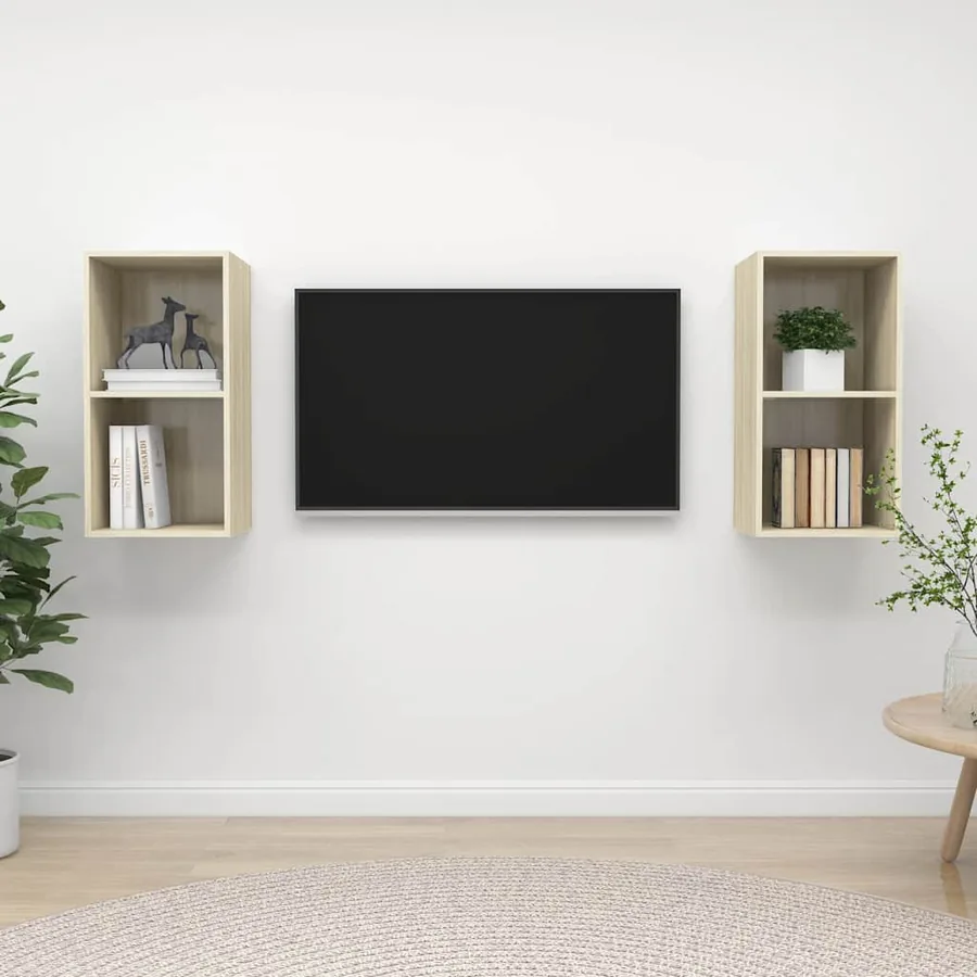 Meubles TV muraux 2 pcs Chêne sonoma Bois d'ingénierie
