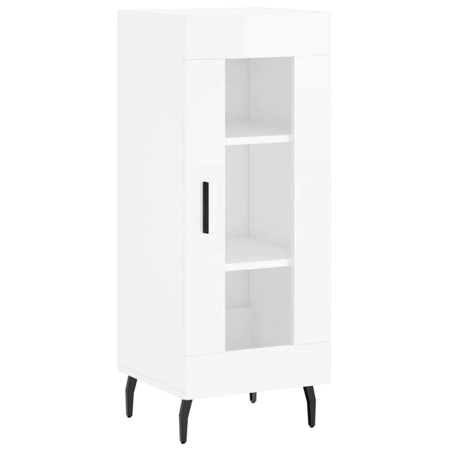 Buffet Blanc brillant 34,5x34x90 cm Bois d'ingénierie - 2