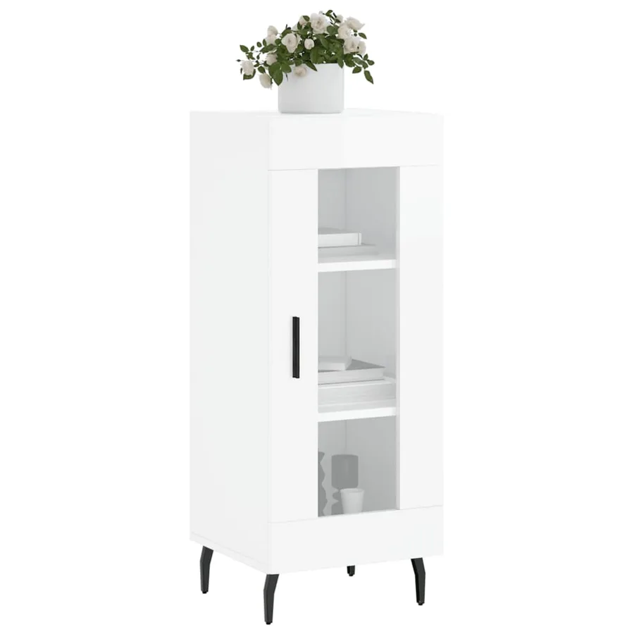 Buffet Blanc brillant 34,5x34x90 cm Bois d'ingénierie - 3