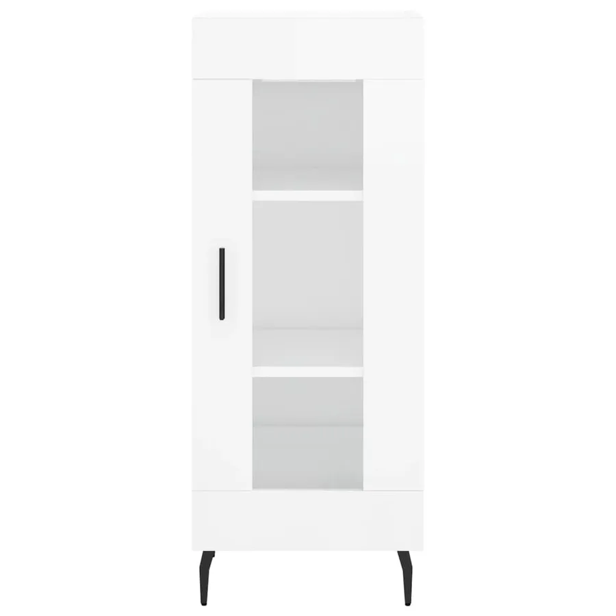 Buffet Blanc brillant 34,5x34x90 cm Bois d'ingénierie - 5