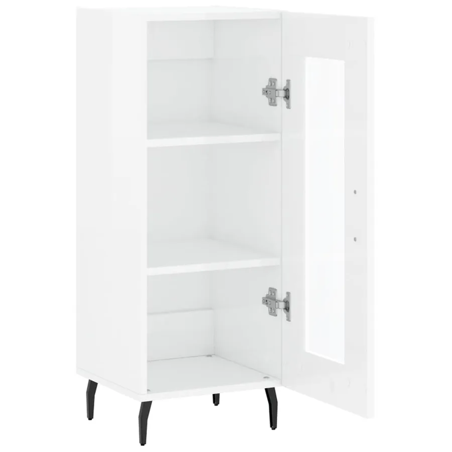 Buffet Blanc brillant 34,5x34x90 cm Bois d'ingénierie - 6
