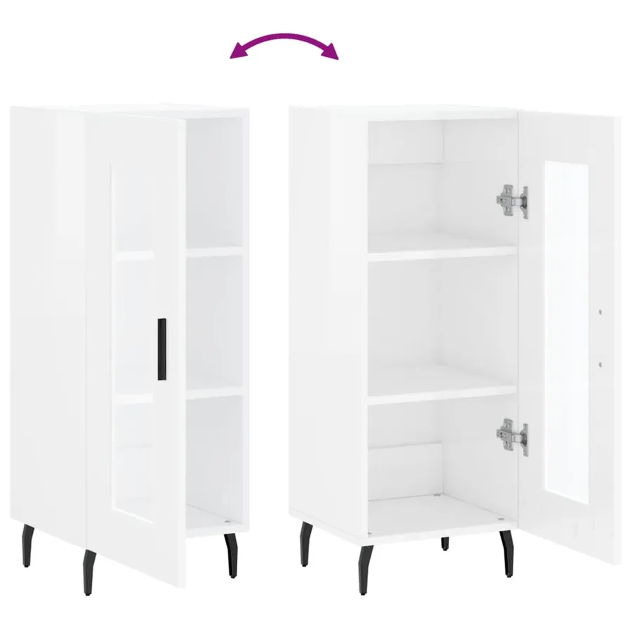 Buffet Blanc brillant 34,5x34x90 cm Bois d'ingénierie - 9