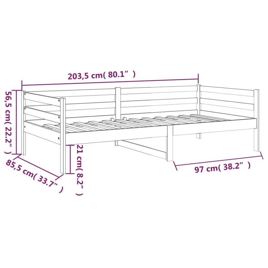 Lit de jour sans matelas 80x200 cm bois de pin massif - 11