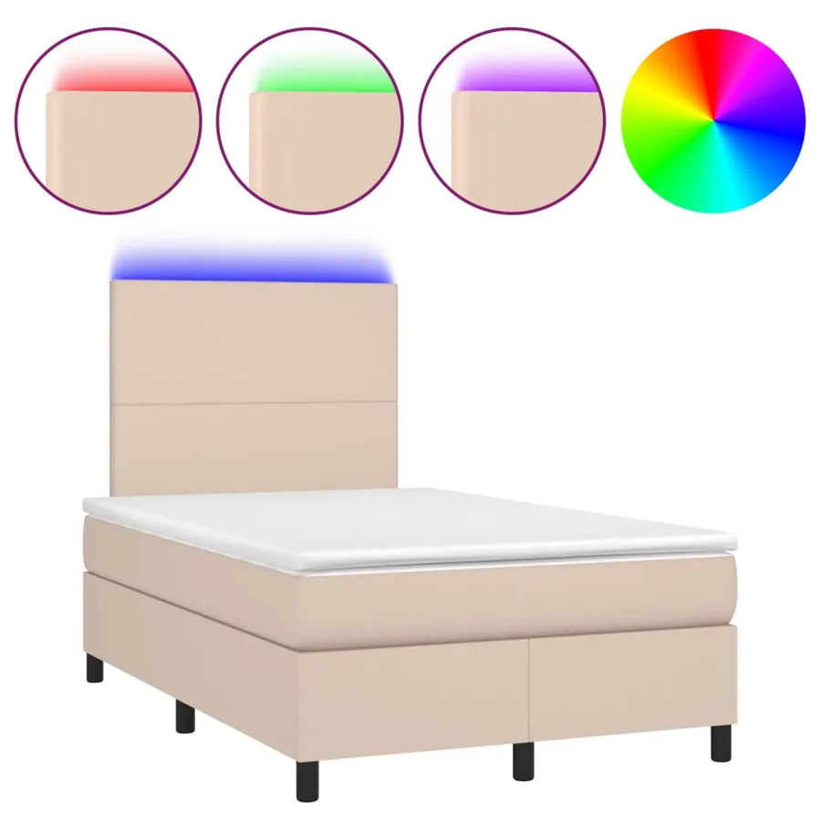 Sommier à lattes de lit avec matelas LED Cappuccino 120x200 cm - 2