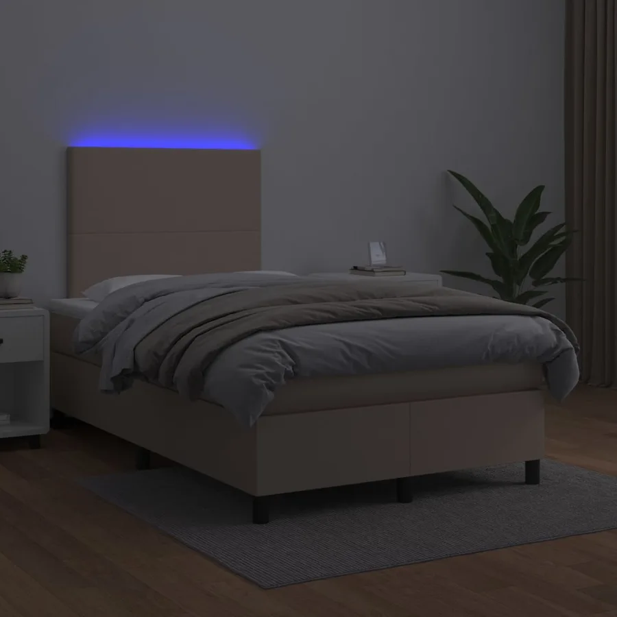 Sommier à lattes de lit avec matelas LED Cappuccino 120x200 cm - 4