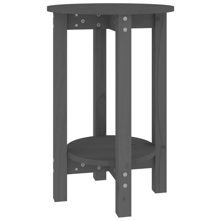 Table basse Gris Ø 40x60 cm Bois massif de pin - 2