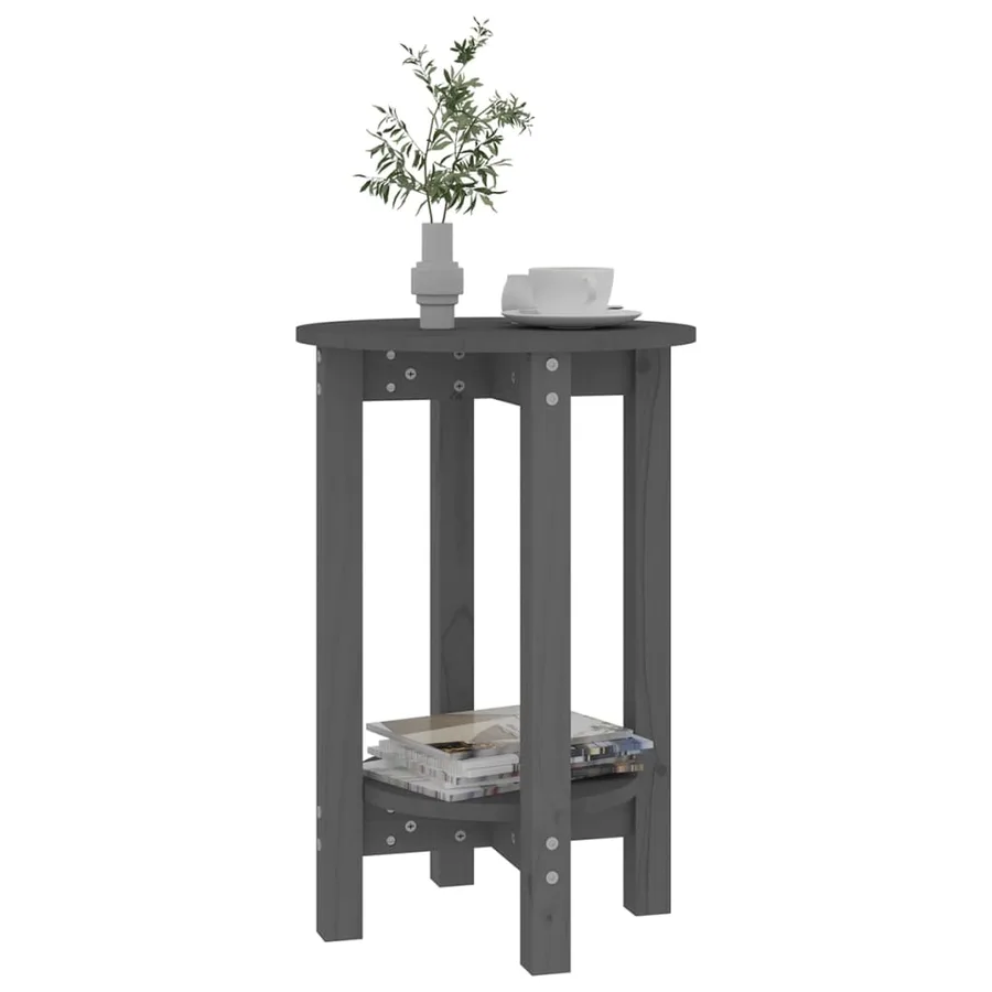 Table basse Gris Ø 40x60 cm Bois massif de pin - 4