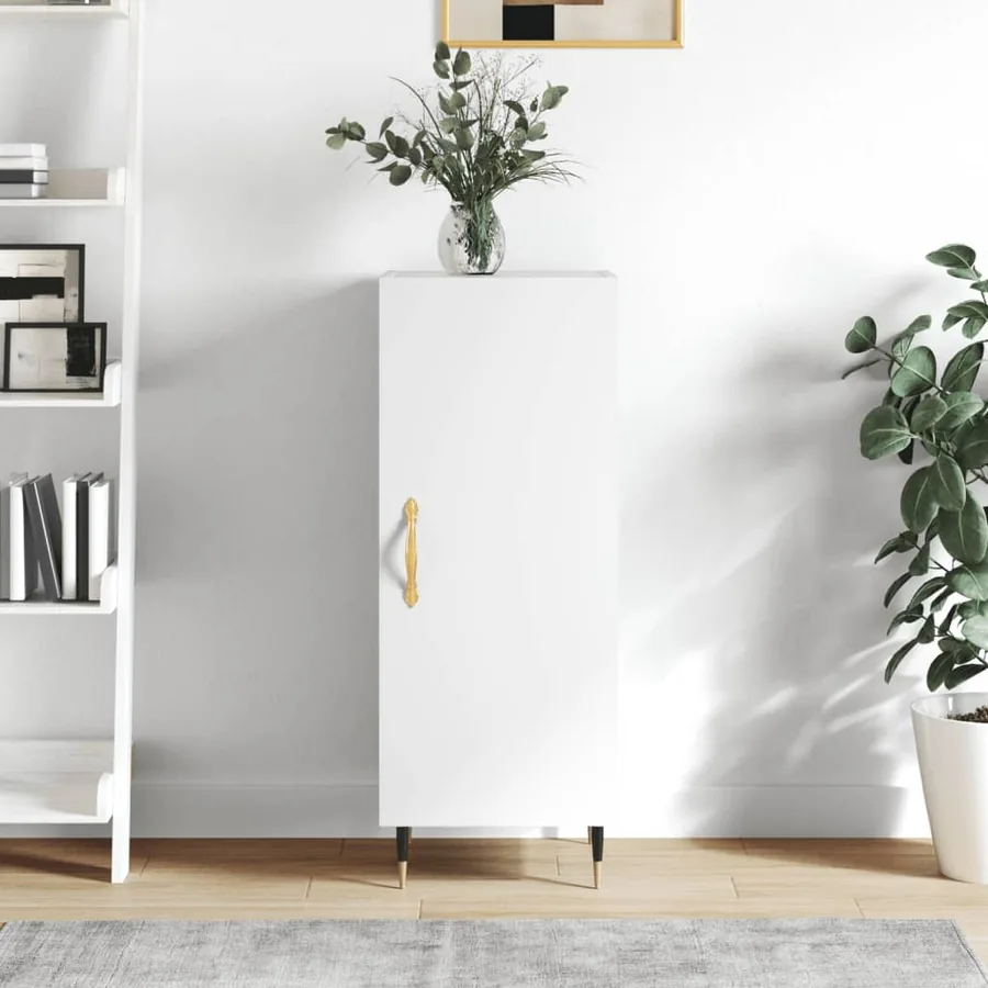 Buffet Blanc brillant 34,5x34x90 cm Bois d'ingénierie