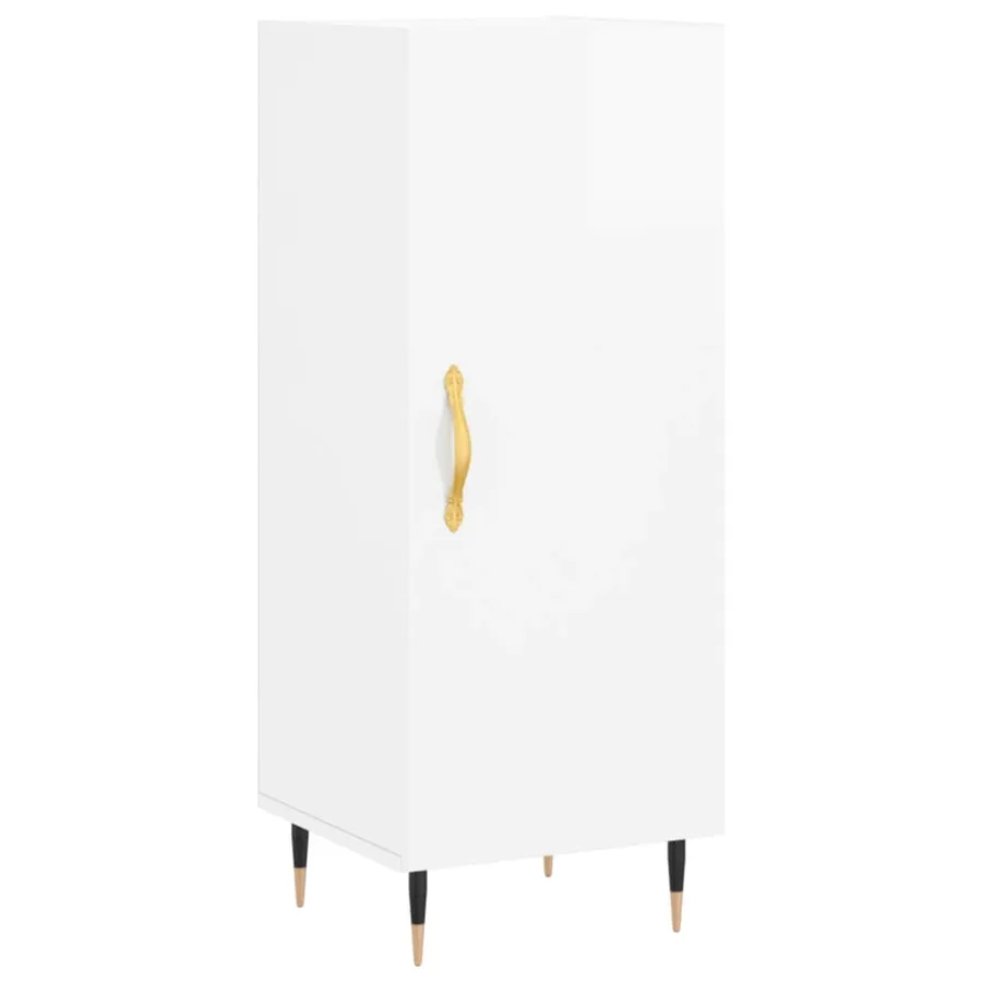 Buffet Blanc brillant 34,5x34x90 cm Bois d'ingénierie - 2