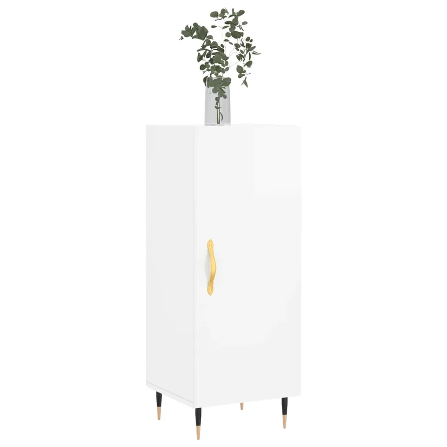 Buffet Blanc brillant 34,5x34x90 cm Bois d'ingénierie - 3