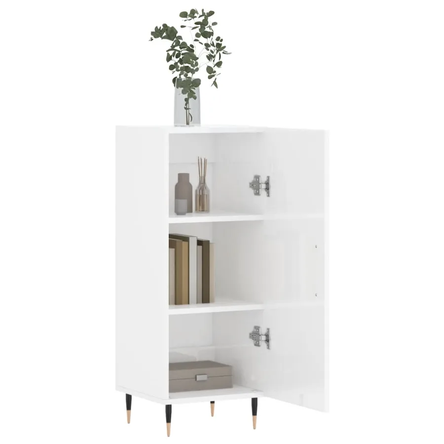 Buffet Blanc brillant 34,5x34x90 cm Bois d'ingénierie - 4