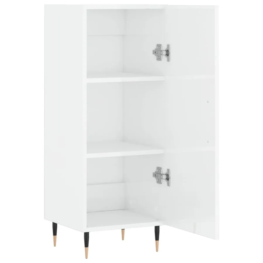 Buffet Blanc brillant 34,5x34x90 cm Bois d'ingénierie - 5