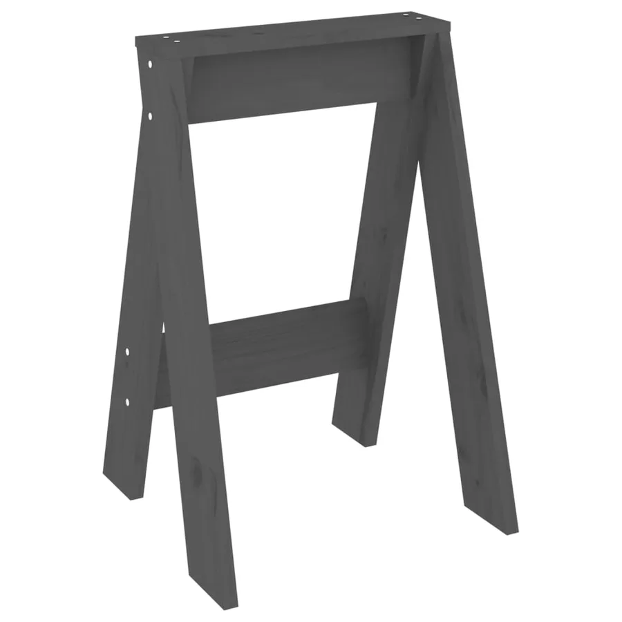 Tabourets lot de 2 gris 40x40x60 cm bois massif de pin - 4