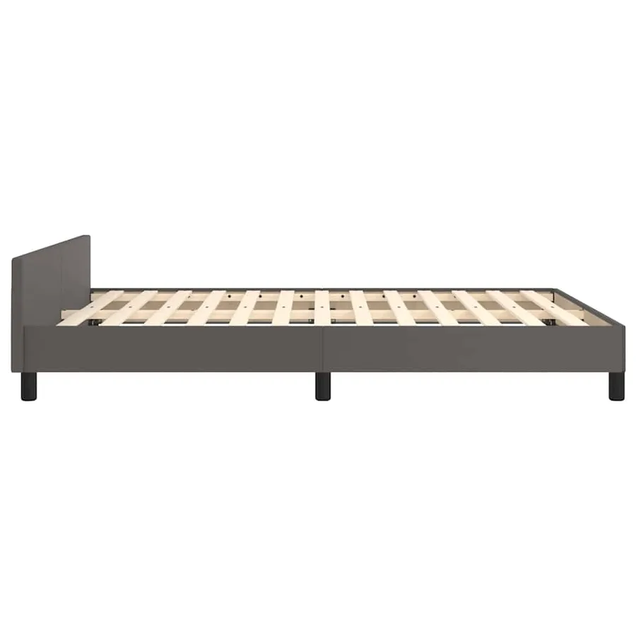 Cadre de lit avec tête de lit sans matelas gris 140x190 cm - 6