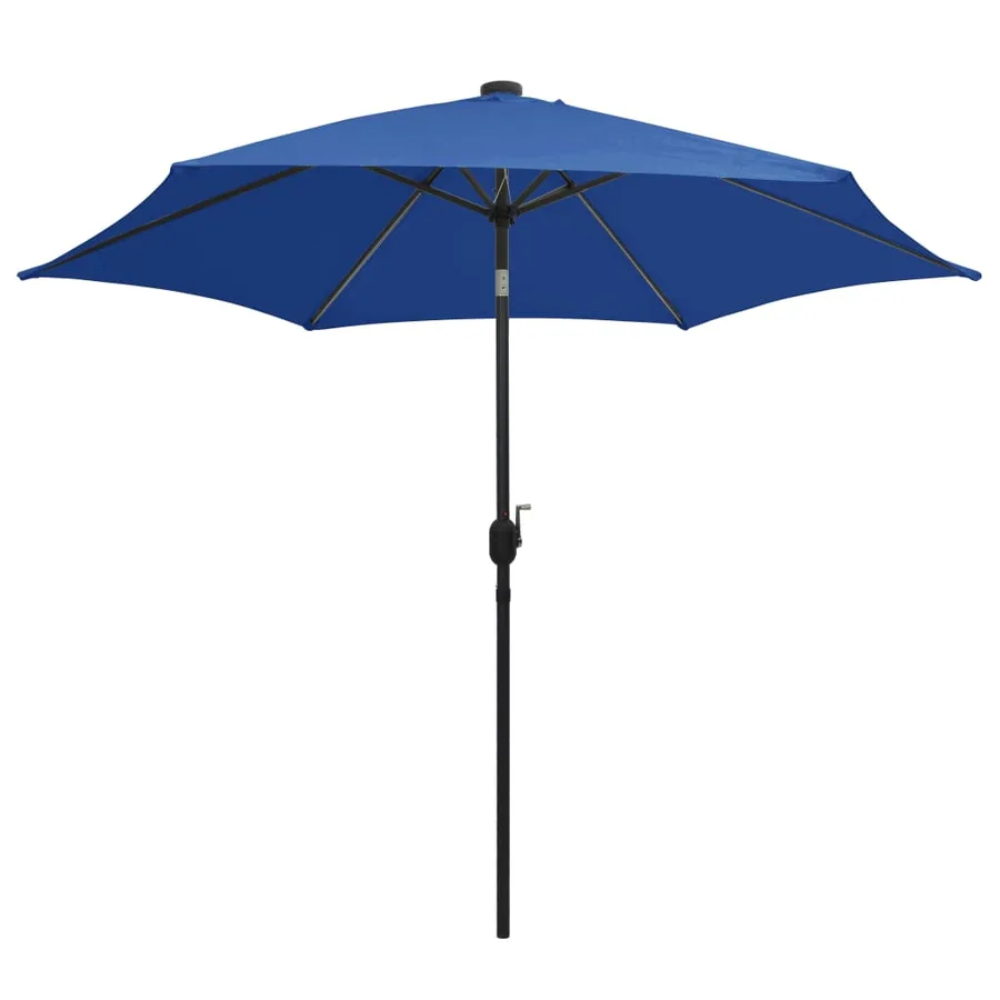 Parasol de jardin et lumières LED mât en aluminium bleu azuré - 2
