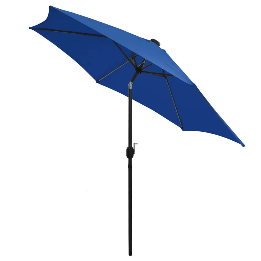 Parasol de jardin et lumières LED mât en aluminium bleu azuré - 3