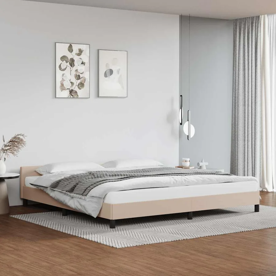 Cadre de lit avec tête de lit sans matelas cappuccino 200x200cm