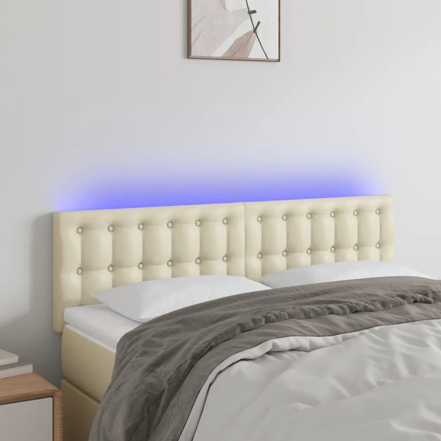 Tête de lit à LED Crème 144x5x78/88 cm Similicuir