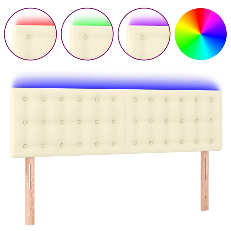 Tête de lit à LED Crème 144x5x78/88 cm Similicuir - 2