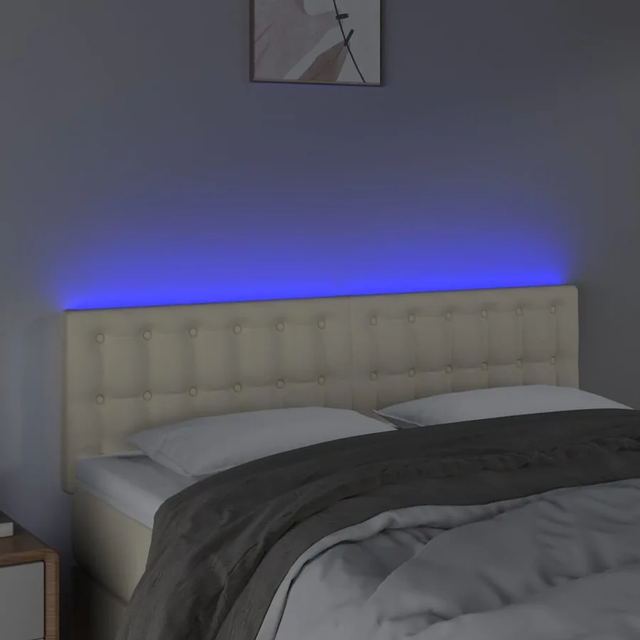 Tête de lit à LED Crème 144x5x78/88 cm Similicuir - 3
