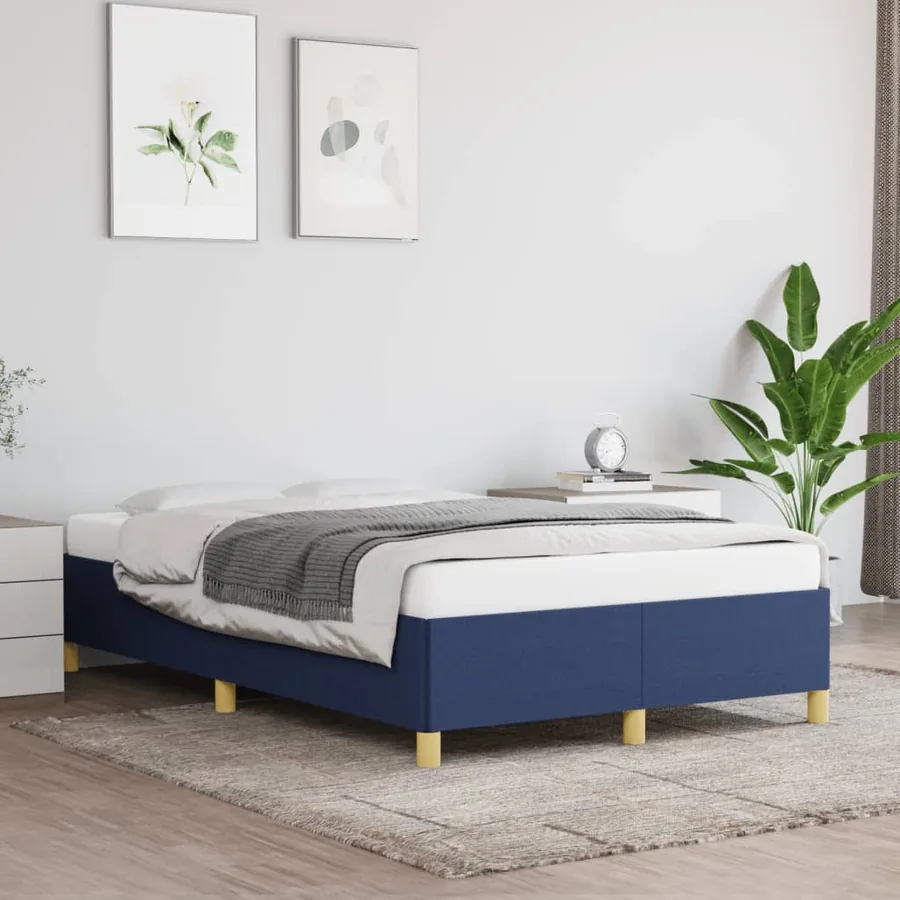 Cadre de lit sans matelas bleu 120x200 cm tissu