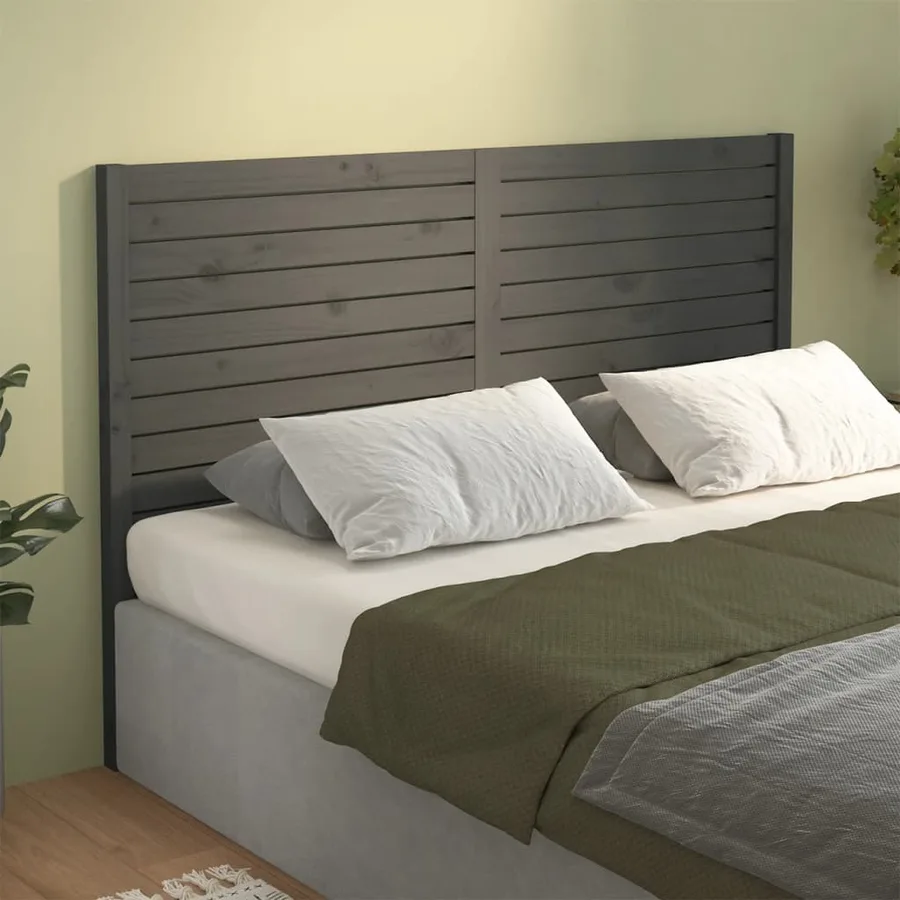 Tête de lit Gris 126x4x100 cm Bois massif de pin - 4
