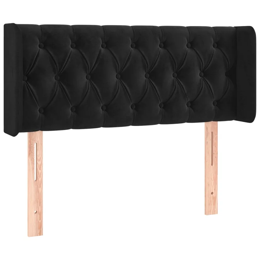Tête de lit avec oreilles Noir 93x16x78/88 cm Velours - 2