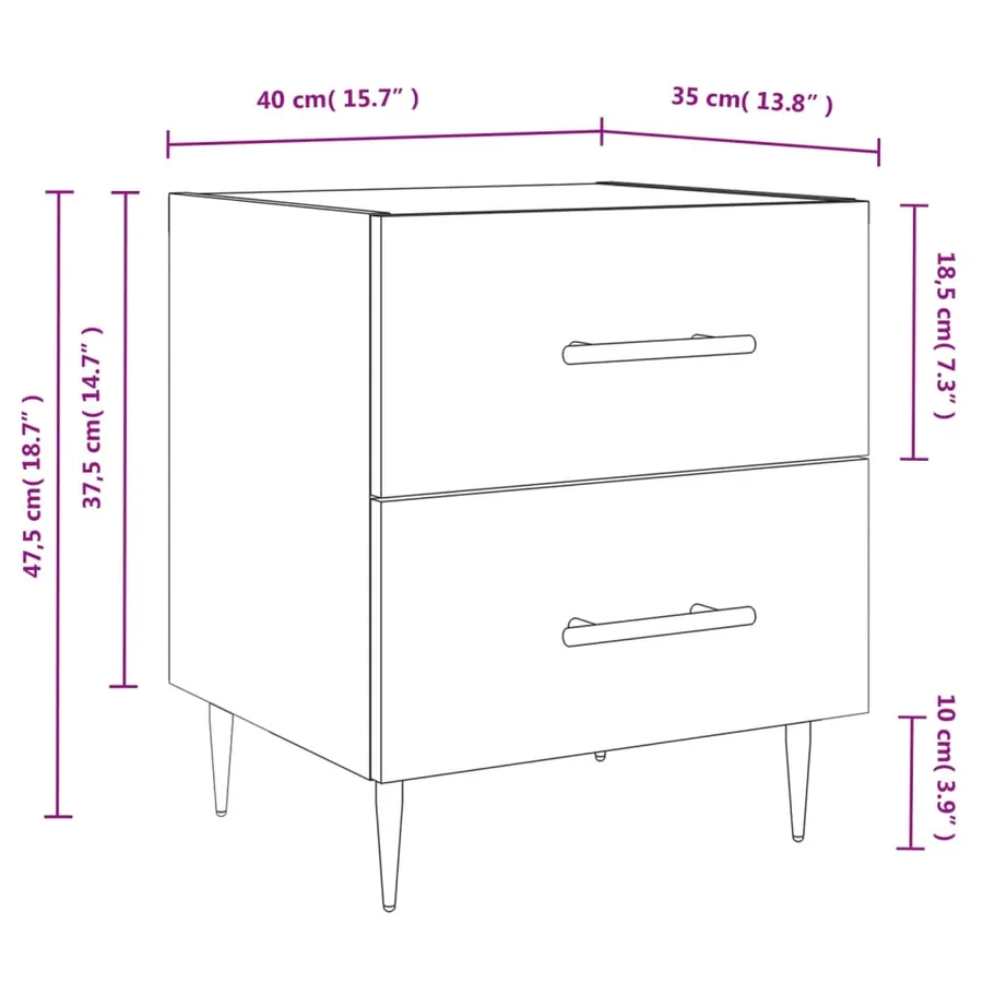 Tables de chevet 2 pcs sonoma gris 40x35x47,5 cm - 13