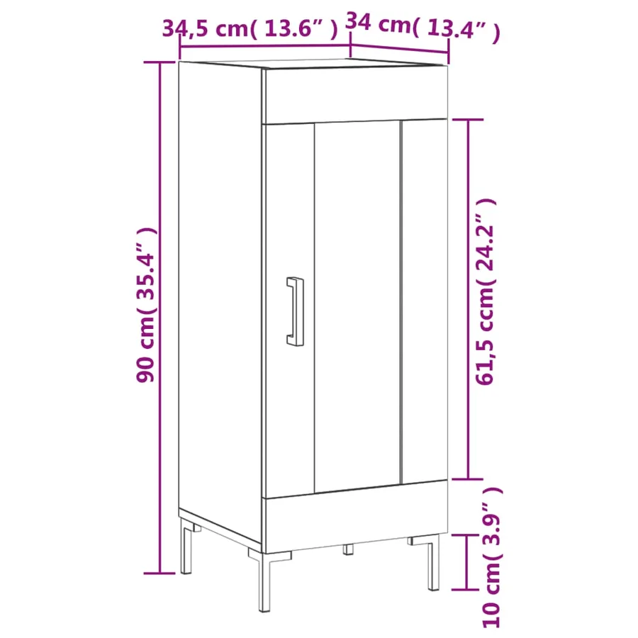Buffet Sonoma gris 34,5x34x90 cm Bois d'ingénierie - 13