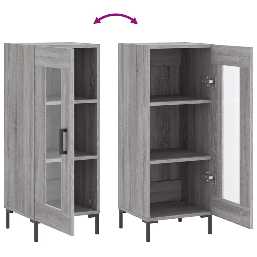 Buffet Sonoma gris 34,5x34x90 cm Bois d'ingénierie - 9