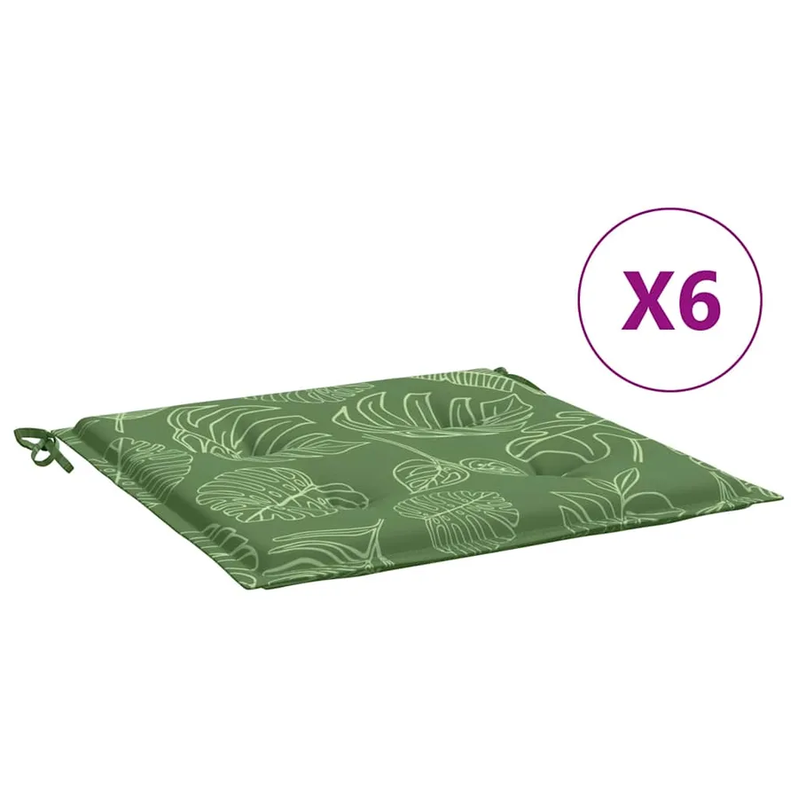 Coussins de chaise lot de 6 motif de feuilles 40x40x4 cm tissu - 2