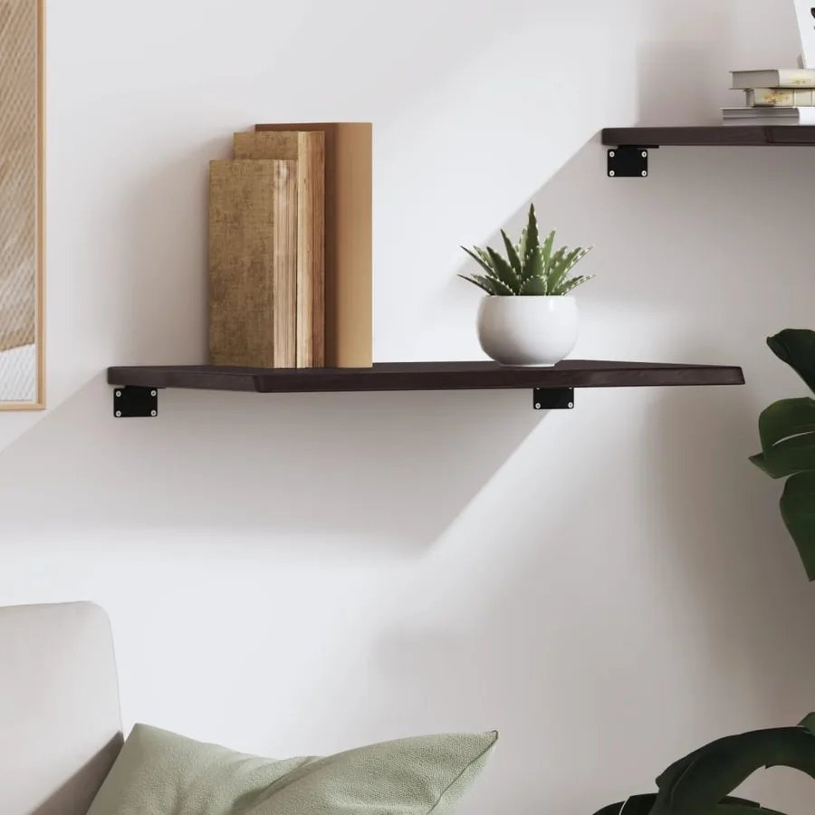 Étagère murale marron foncé 60x30x2 cm bois chêne massif traité - 3
