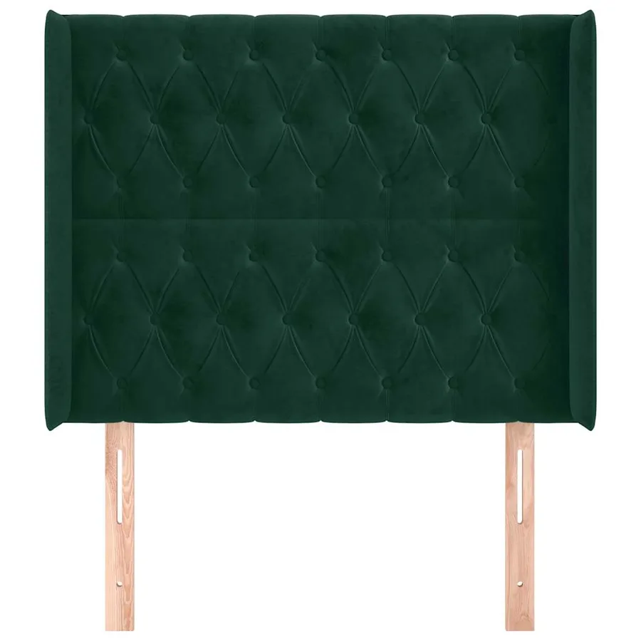 Tête de lit avec oreilles Vert foncé 103x16x118/128 cm Velours - 3
