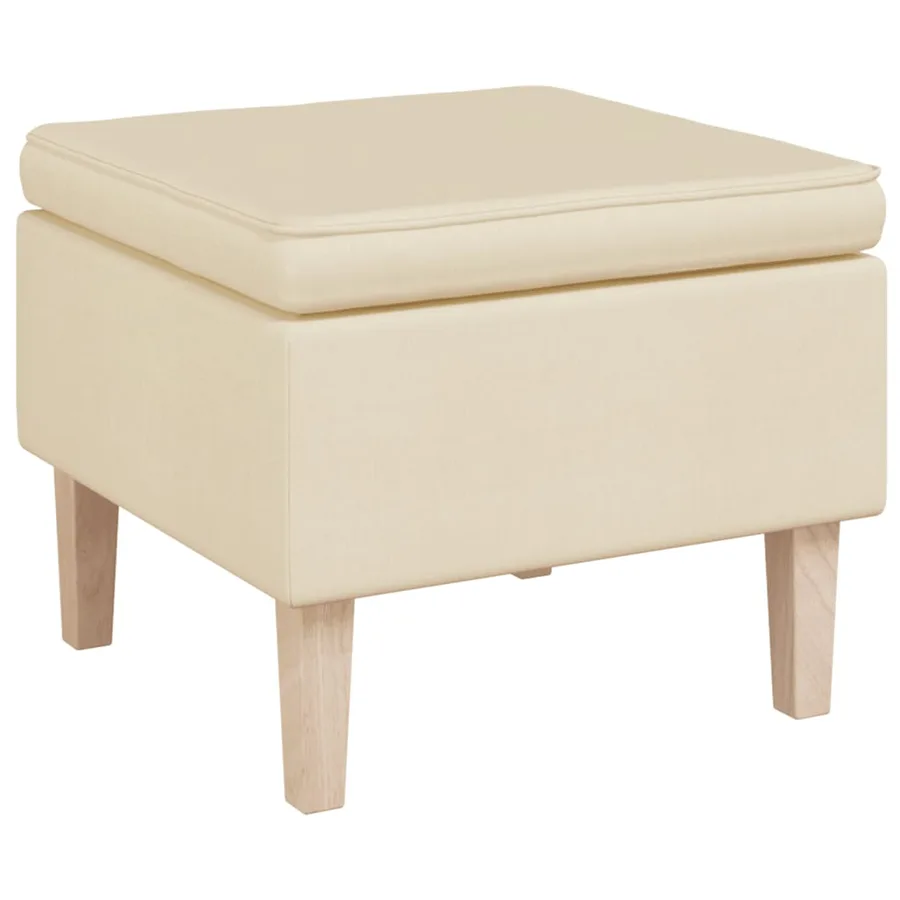 Fauteuil avec pieds à bascule et tabouret Crème Tissu - 5